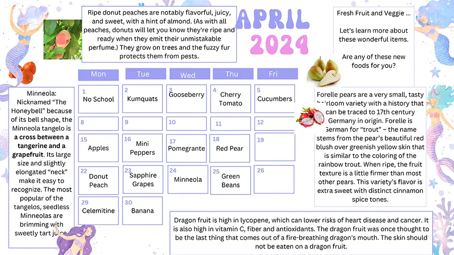 april 2024 fresh fruit and veggies