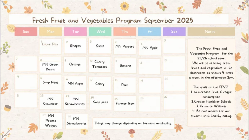 sept fresh fruit and veggies program listing