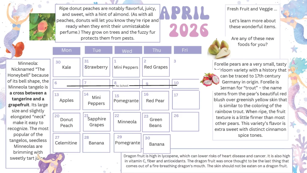 Fresh Fruit and Veggie ... Let's learn more about these wonderful items. April 2026